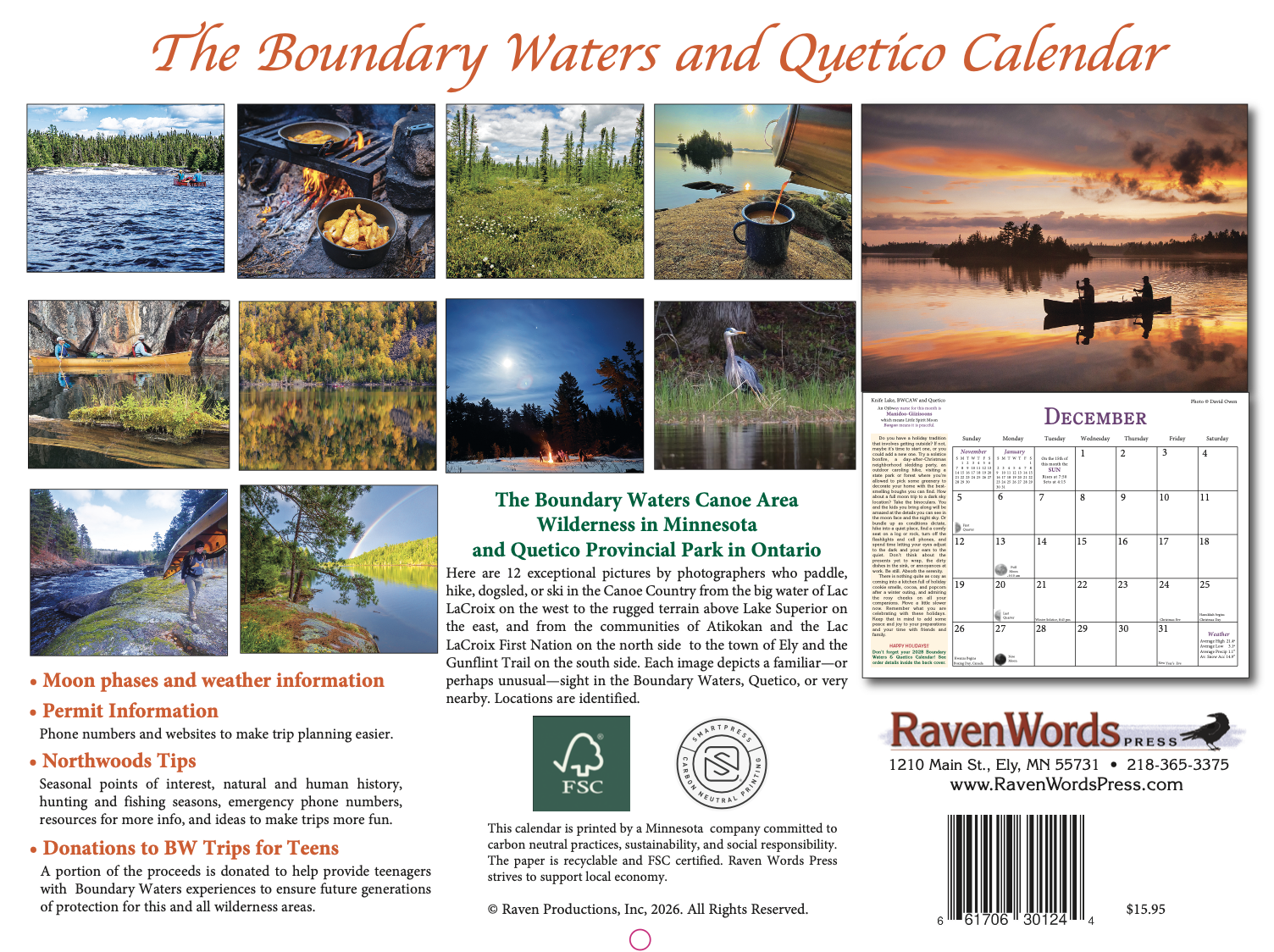 2027 Boundary Waters & Quetico Calendar
