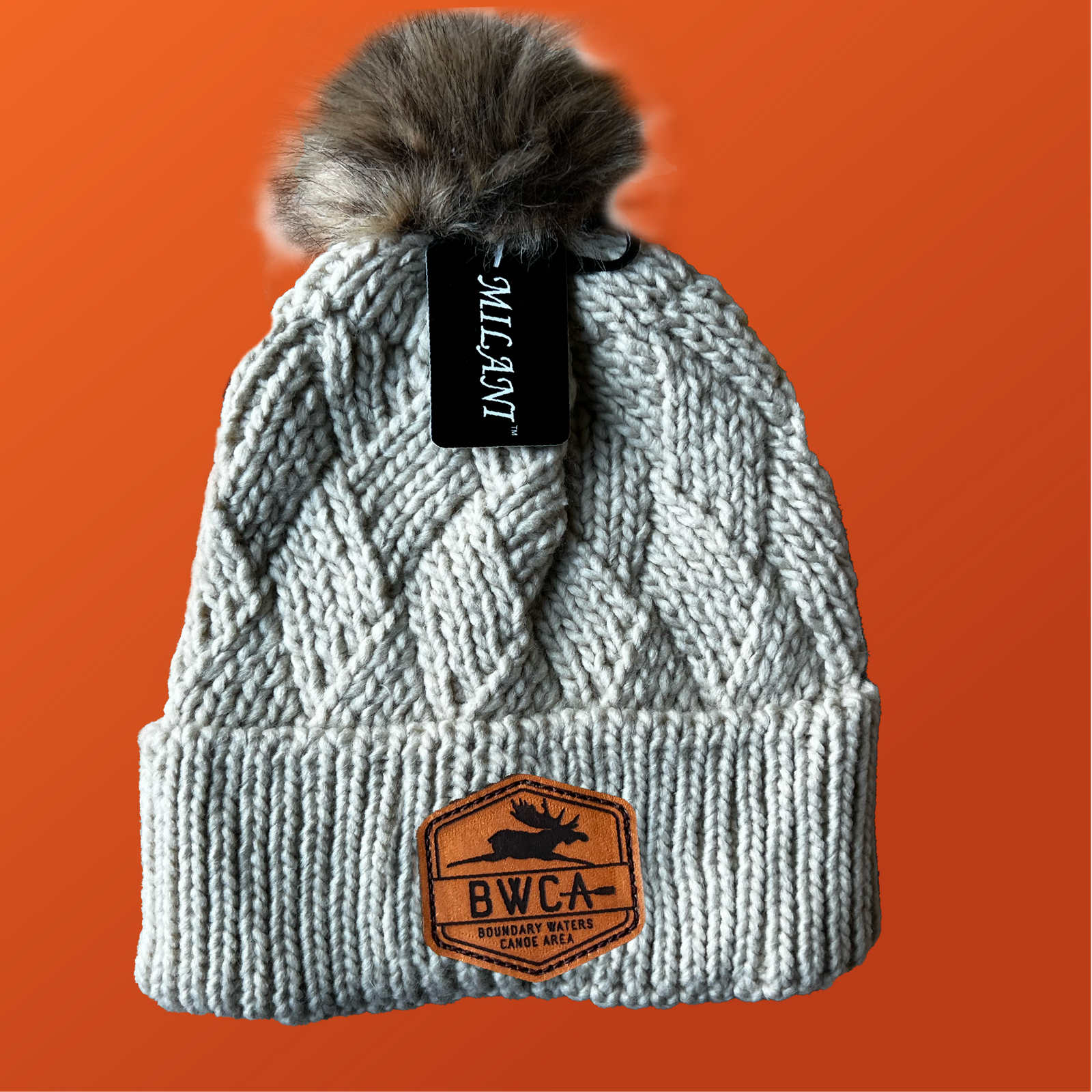 BWCA CABLE KNIT FAUX FUR POM BEANIE