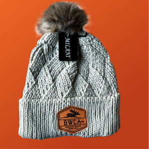 BWCA CABLE KNIT FAUX FUR POM BEANIE